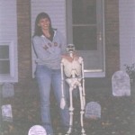 My sister posing next to one of the skeletons