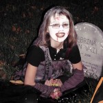 Sabrina with her tombstone